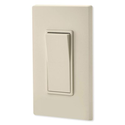 Leviton Decora Rocker Single-Pole AC Quiet Switch, 15A, 120/277V, Light Almond